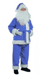 blau Weihnachtsmannkostüm, blau Nikolauskostüm - Jacke, Hose und Mütze
