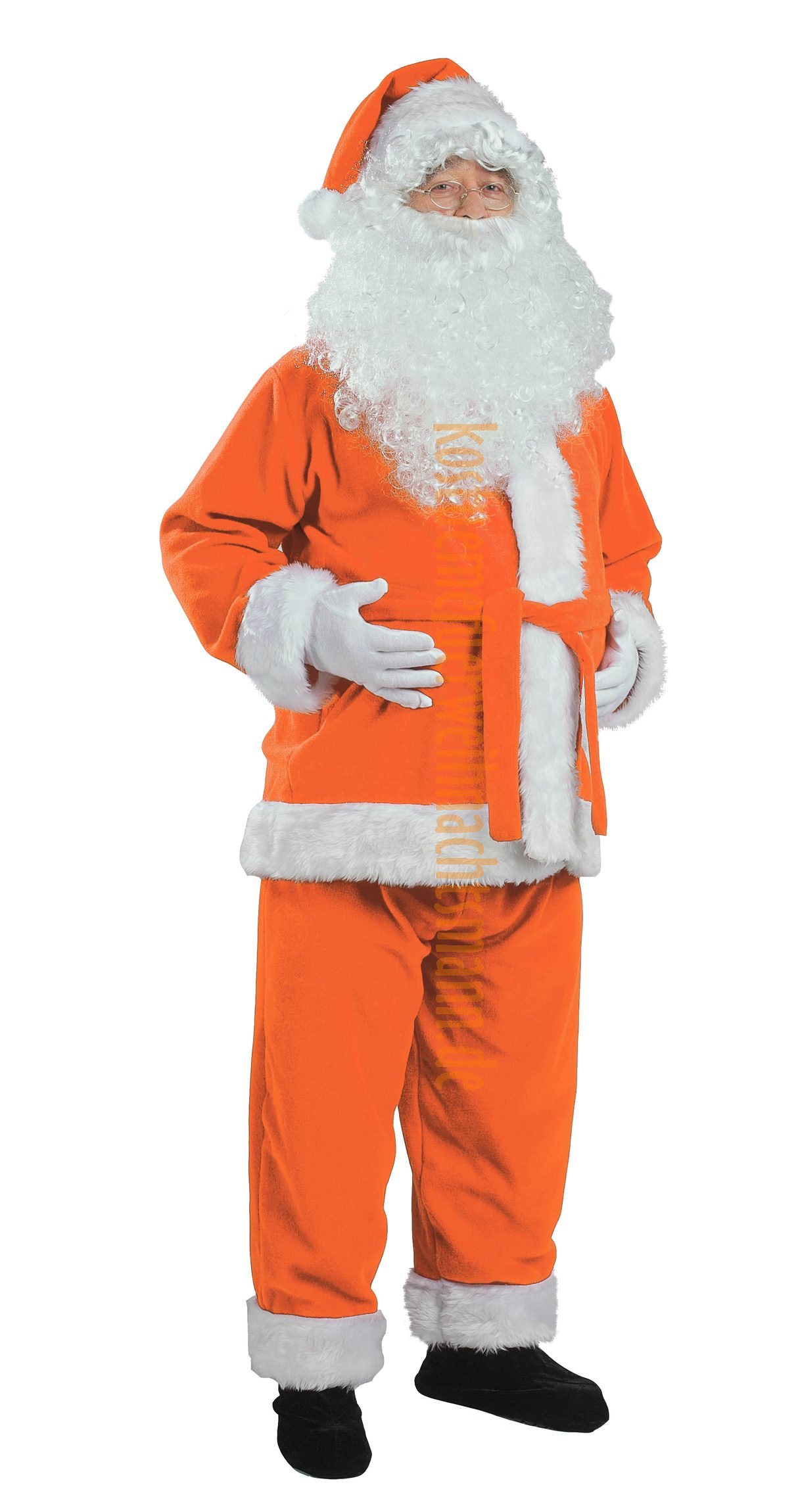 Orange Weihnachtsmannkostüm - Jacke, Hose und Mütze