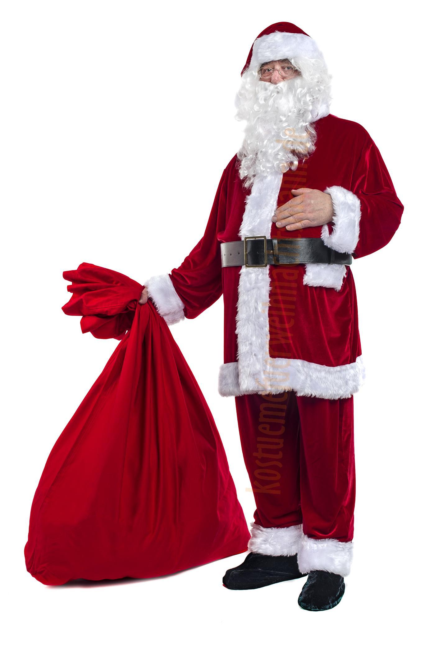 Weihnachtsmannkostüm aus Velours - Set mit 11 Elementen