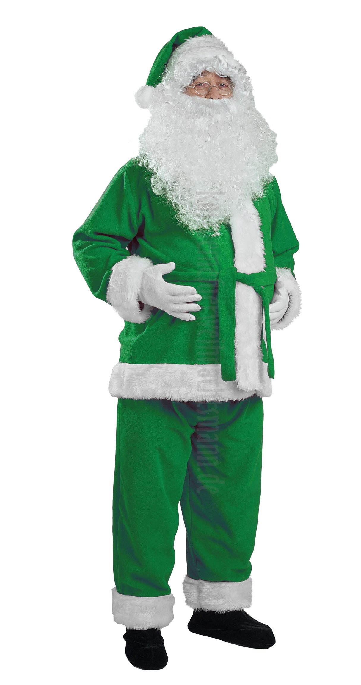 Jadegrünes Weihnachtsmannkostüm - Jacke, Hose und Mütze