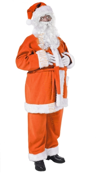 Orangene Weihnachtsmannkostüm, Nikolauskostüm - Jacke, Hose und Mütze