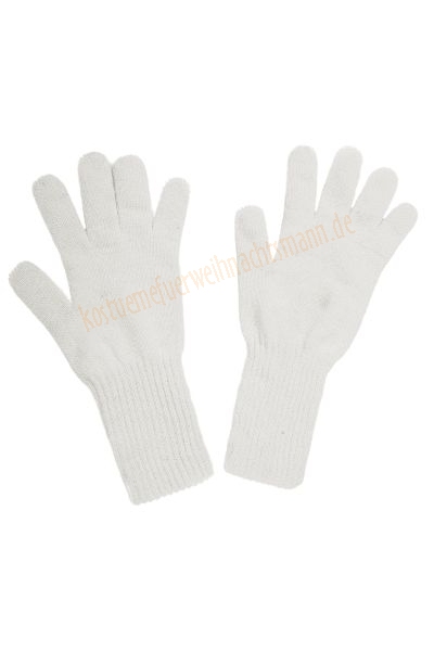 Dicke weiße Handschuhe, weiße Weihnachtsmannhandschuhe aus Strickware