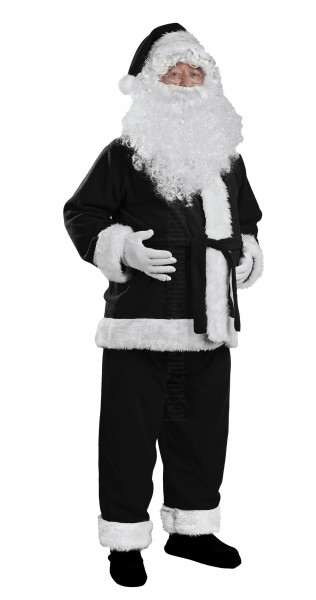 schwarz Weihnachtsmannkostüm, schwarz Nikolauskostüm - Jacke, Hose und Mütze