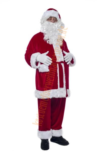 Velours Weihnachtsmannkostüm - Jacke, Hose und Mütze