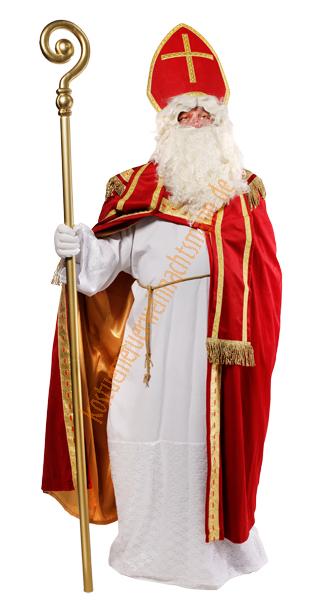 traditionell Kostüm Bischof Sankt Nikolaus, Kleidung des echten Hl. Nikolaus mit Mantel und Bischofsstab