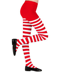 Gestreifte Strumpfhose für Elfen- und Weihnachtsfrau- Kostüm