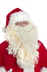 lange hell-cremefarben Weihnachtsmannbart mit Perücke (40cm) - Vorderansicht