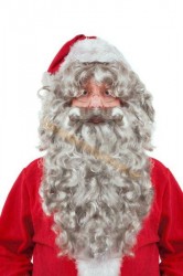 grau Weihnachtsmannbart mit Perücke - Vorderansicht grau Weihnachtsmannbart mit Perücke - Vorderansicht