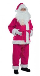 Pink Weihnachtsmannkostüm, Pink Nikolauskostüm - Jacke, Hose und Mütze