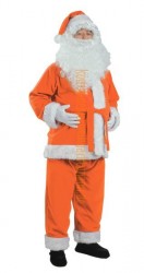 Orangene Weihnachtsmannkostüm, Nikolauskostüm - Jacke, Hose und Mütze