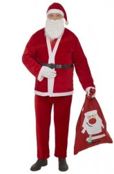 Weihnachtsmannverkleidung aus leichtem Plüsch - Glocke Brille Weihnachtsmannverkleidung aus leichtem Plüsch - Glocke Brille