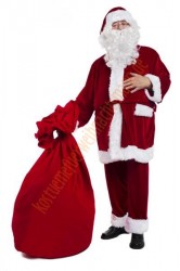 Velours Weihnachtsmannkostüm - Brille / Geschenkesack Velours Weihnachtsmannkostüm - Brille / Geschenkesack
